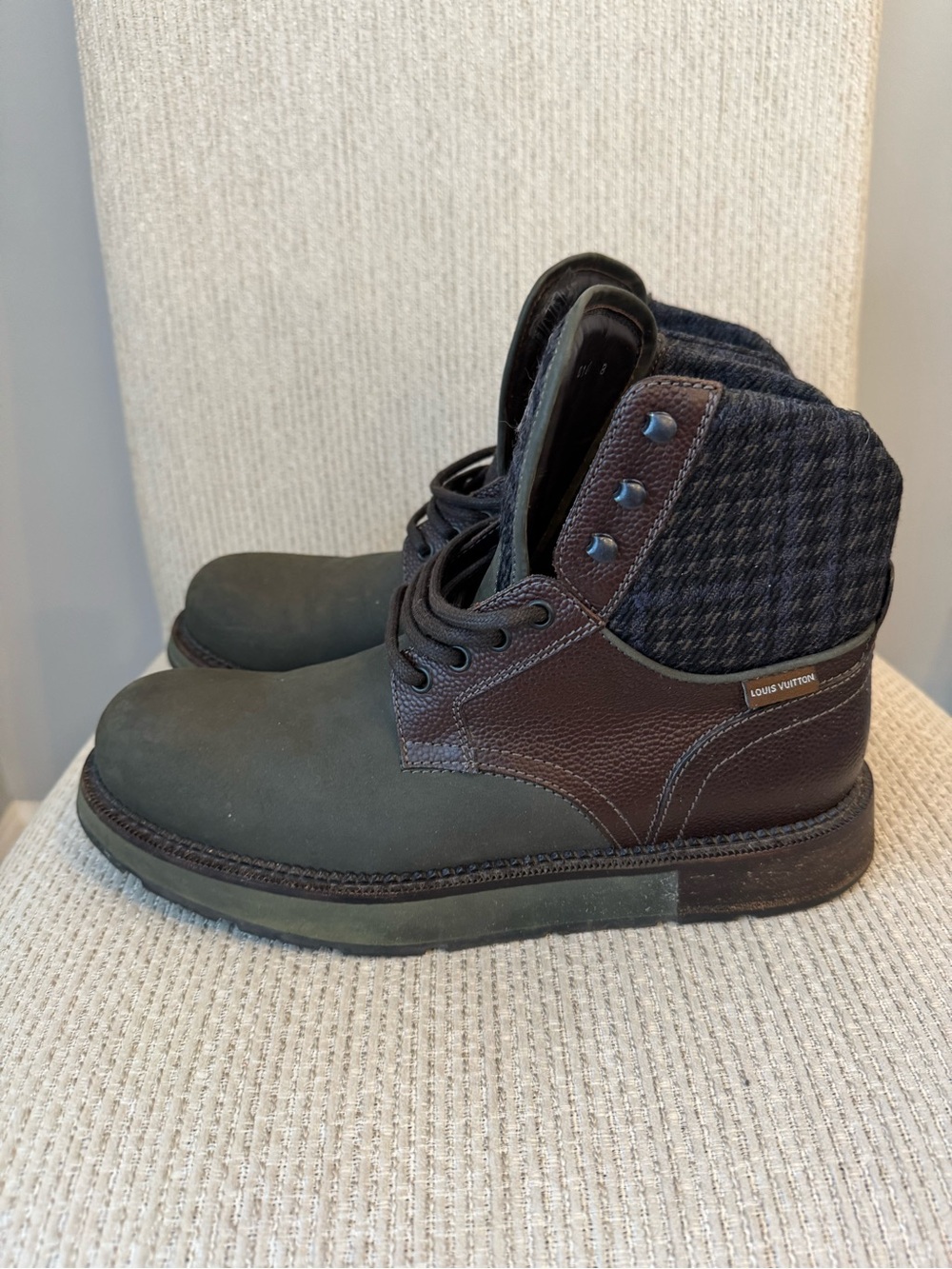 Louis Vuitton Men’s Groundbreaking Ankle Boots — Olive Green & Brown - Picture 7 of 12